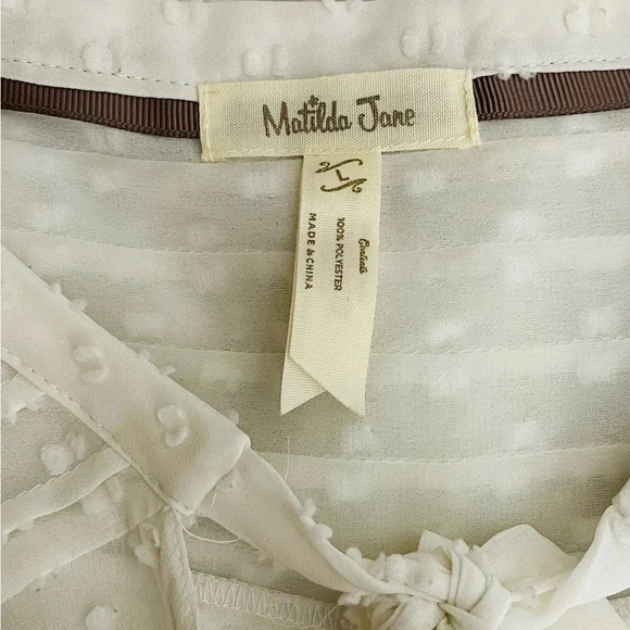 Matilda Jane Renae Victorian Top Swiss Dot Sheer Blouse White - Picture 7 of 7